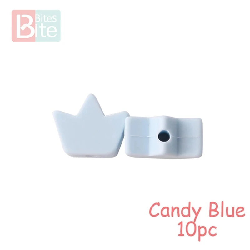 Candy Blue Crown Кусачки 10 шт. Силиконовые Бусины Пищевой Силикон Прорезыватель зубов в виде звезды детские товары силиконовый браслет грызунов Diy ремесла детский Прорезыватель - Цвет: Candy Blue Crown
