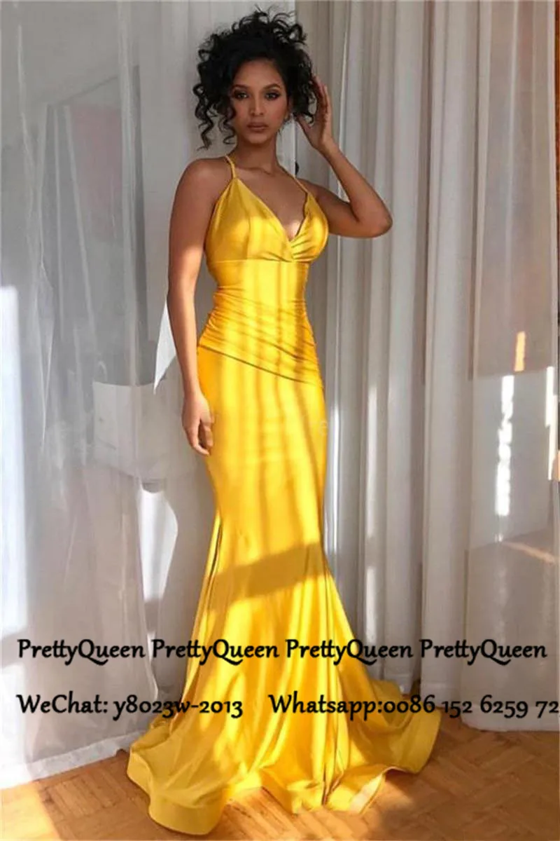 Сексуальные платья русалки для выпускного вечера, золотое, желтое, vestido de festa, спагетти ремень, длинное вечернее платье со шлейфом, вечерние платья