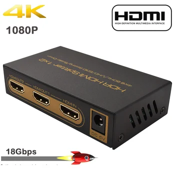 

HDMI splitter 1 in 2 out extend display 4K 60Hz 1080p hdr HDCP 2.2 18G dual hdmi splitters for TV HDTV PS4 PS5 1x2 dual monitors