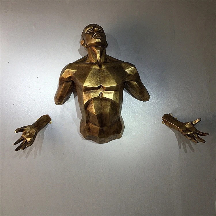 Новая современная скульптура человека ангела, Настенная статуя, домашное украшение ручной работы, европейская ретро креативная художественная Статуэтка - Цвет: Old gold