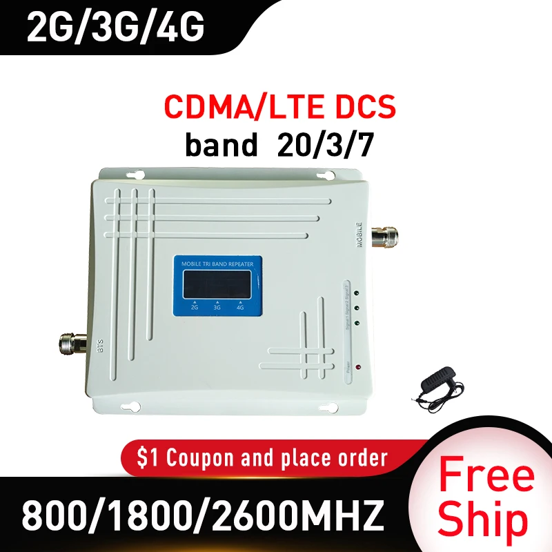 

band 20/3/7 Tri-Band 800/1800/2600MHZ Signal Booster GSM DCS LTE 4G Mobile Signal Repeater Cell Phone Cellular Amplifier band 5