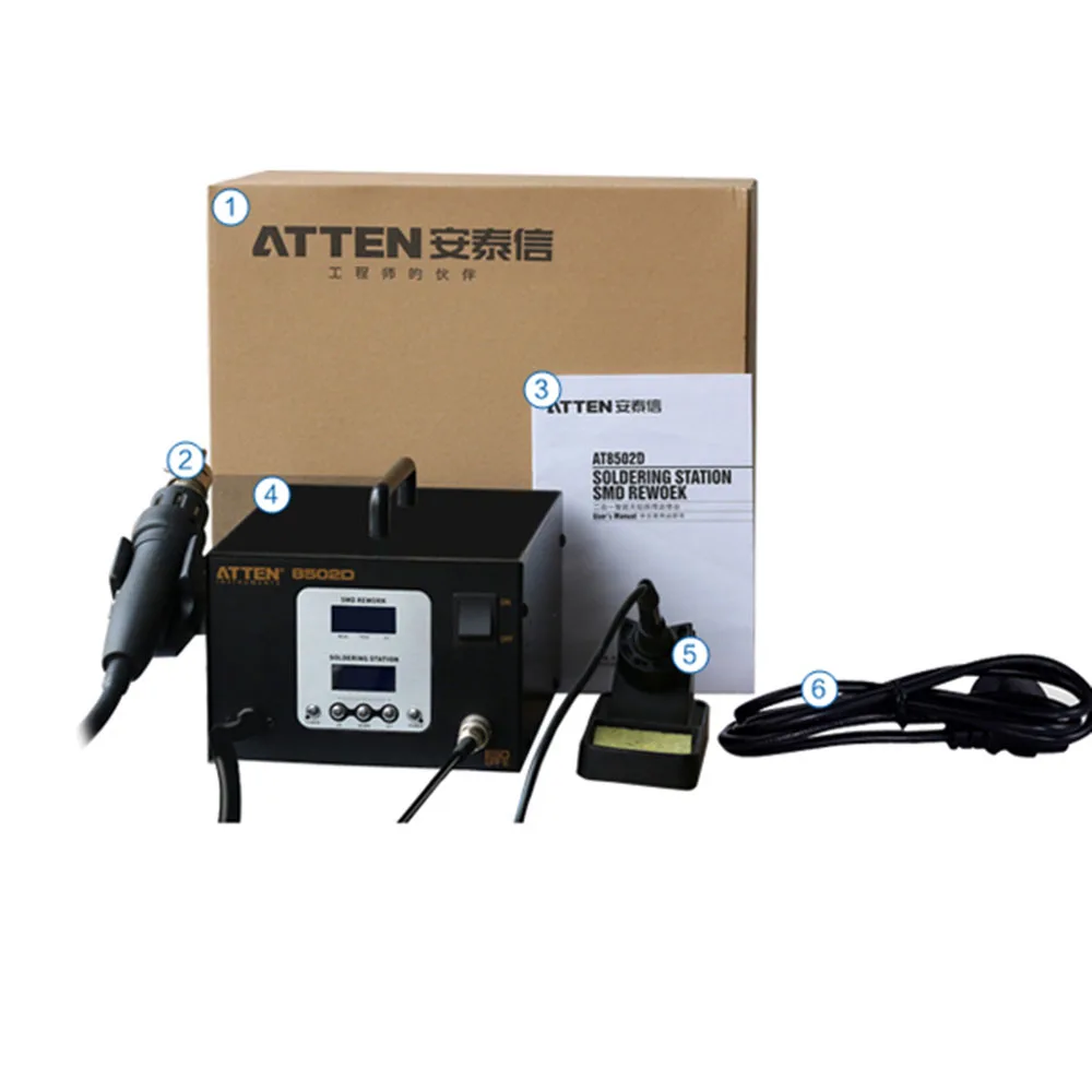 

ATTEN AT8502D Lead Free Soldering Station SMD Rework Station ATTEN Advanced Hot Air Soldering Station