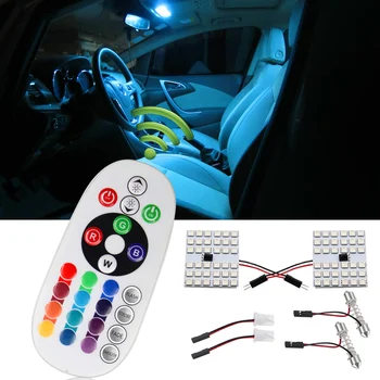

T10 RGB 5050 12SMD Car Led remote control Rgb car led panel interior Auto lights Reading Dome Festoon BA9S Adapter DC 12v Light