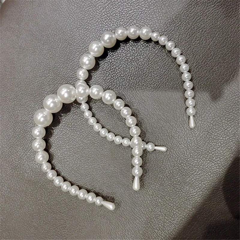 Большие жемчужные резинки для волос, элегантная повязка на голову для ...