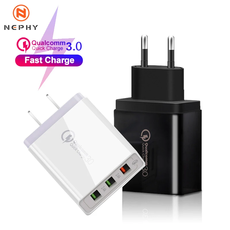 

Quick Charger QC 3.0 USB Charger EU/US Fast Charging Multi Plug 3 Ports 3A Smart Mobile Phone Charger For Samsung S10 Xiaomi Mi9