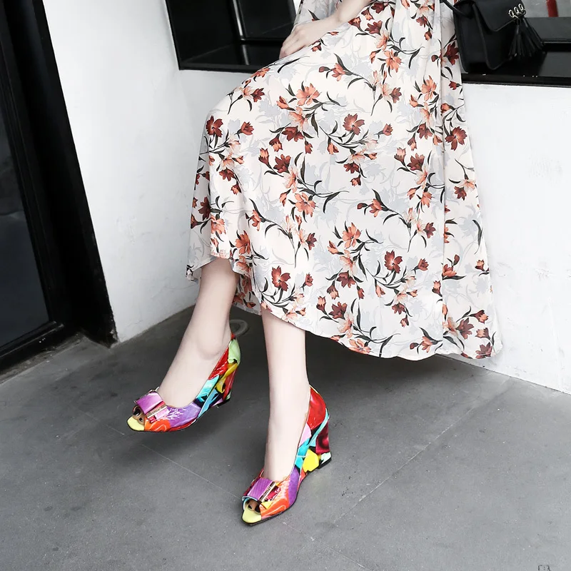 

Foot Wind Sexy Flower Fish Mouth Single Shoe Woman With High With Bow Snake Skin