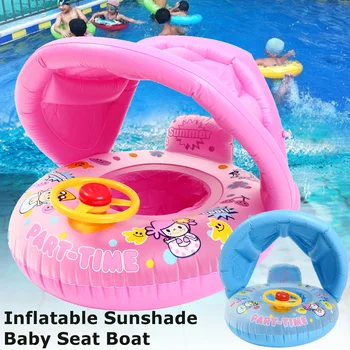 

Safe Inflatable Baby Swimming Ring Pool PVC Infant Swimming Float Adjustable Sunshade Seat Swimming Pool for Baby Kids