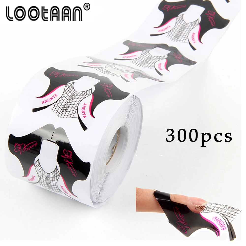 Lootaan 300 шт./компл. форма ногтей руководство гель для ногтей формы для наращивания ногтей Инструменты для укладки волос Curl формы для ухода за ногтями DIY инструмент - Цвет: black 300pcs