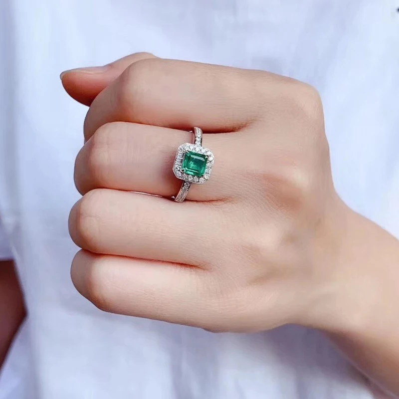 AEAW 18K белое золото AAA 0.81ct изумруд 0,24 оправа для драгоценного/полудрагоценного камня кольцо обручальное для девушек для женщин