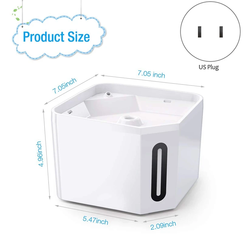 Cat Dog Water Fountain 2.5L Automatic Pet Drinking Water Dispenser Super Quiet Healthy and Hygienic Water Bowl with Removable Wa