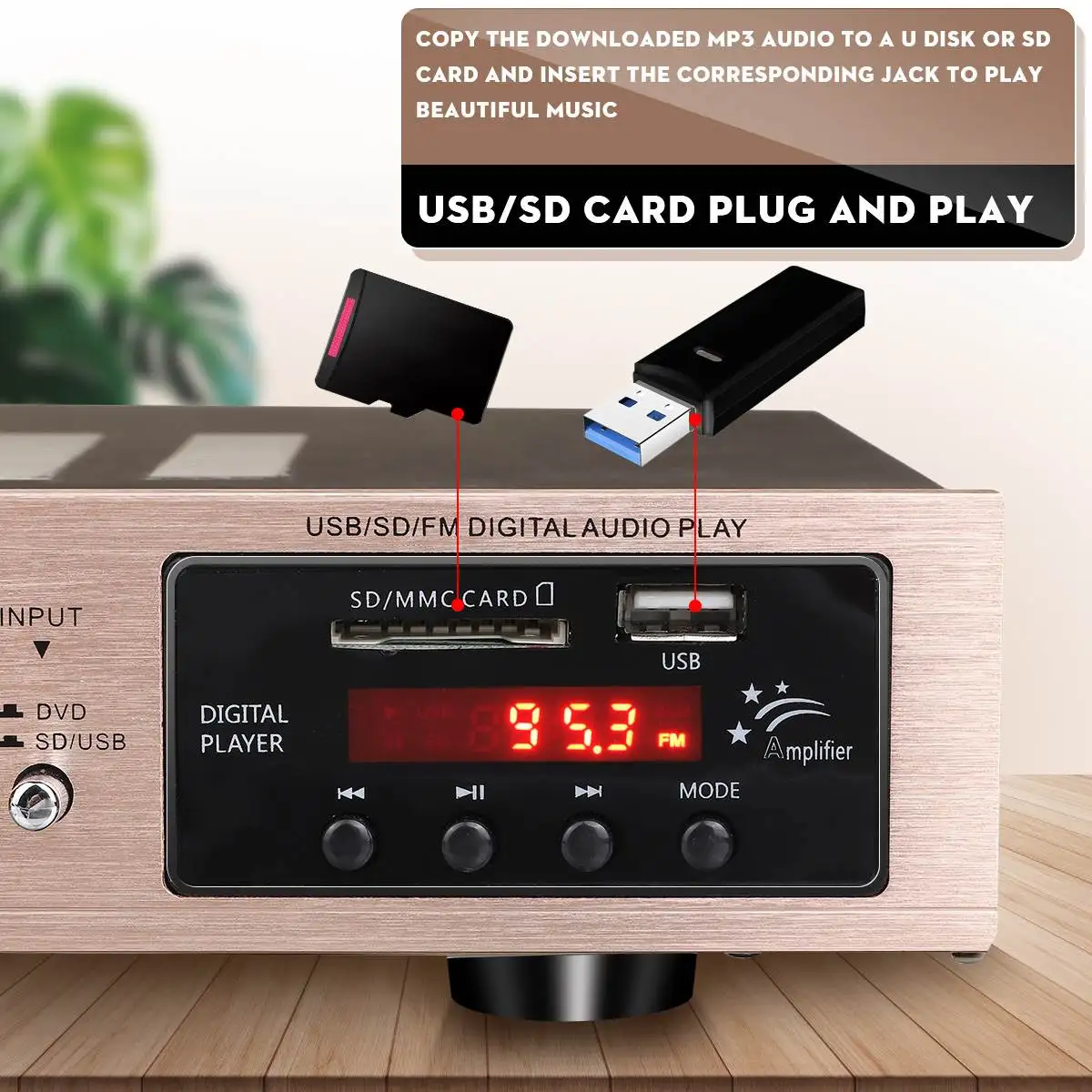 fm, 2 microfones, usb, entrada para cartão sd