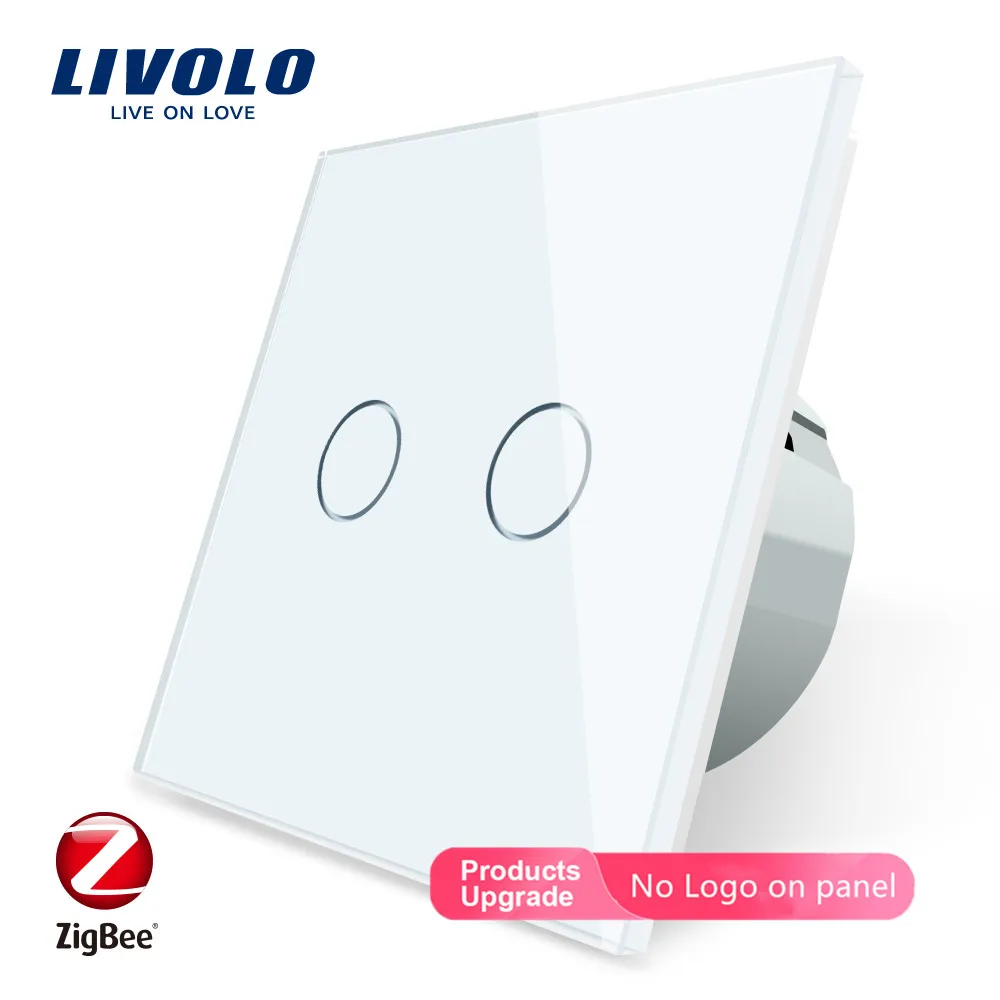 Online Interruptor Zigbee de Control táctil de la aplicación Livolo, control wifi del interruptor inteligente de domótica, trabajo con Echo, alexa, google Home, sin logotipo