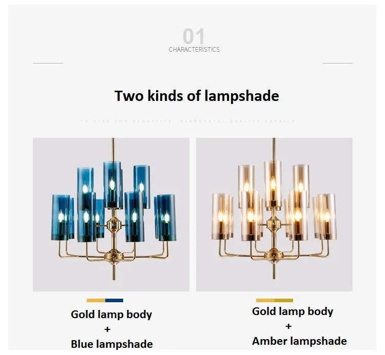 LukLoy Новая Люстра из голубого стекла, спальня, Янтарная стеклянная лампа с абажуром, Роскошный кулон для гостиной, ресторана, лампа для украшения