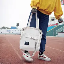 Новая стильная модная одноцветная сумка тканевая через плечо Женская в Корейском стиле Студенческая сумка бу Си дай многофункциональная двойная Pu