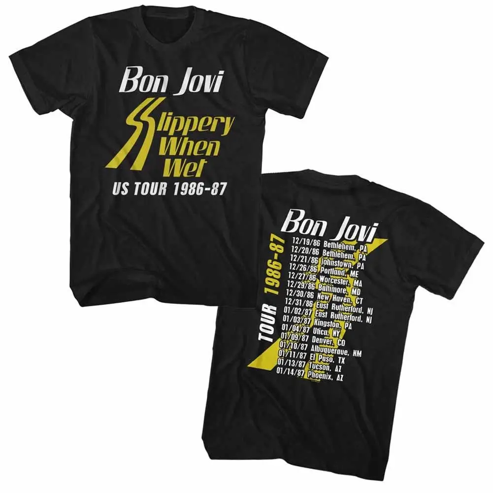 

Bon Jovi T-Shirt Slippery When Wet Tour Front and Back Black Tee
