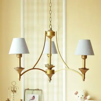 

Hallway Big lampshade Gold Chandelier E27 Led hotel lighting fixture Mini small children lamp dining room Bedroom Chandeliers