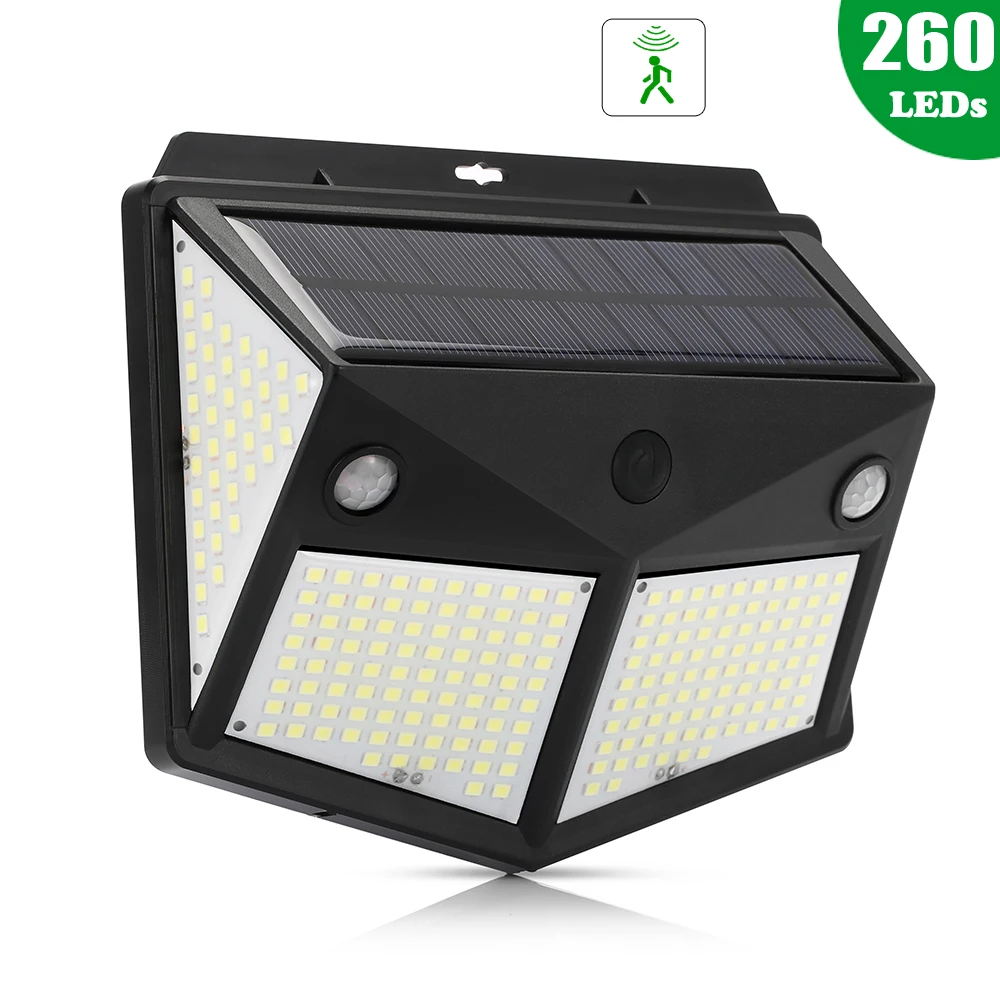 260 LED Solar Lamp Power PIR Motion Sensor Wall Light Outdoor Garden Waterproof 