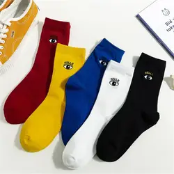 2019 осень-зима Для женщин хлопковые носки глаз Мультфильм Симпатичные носки Harajuku Стиль смешные носки без пятки, в качестве подарка, Meias