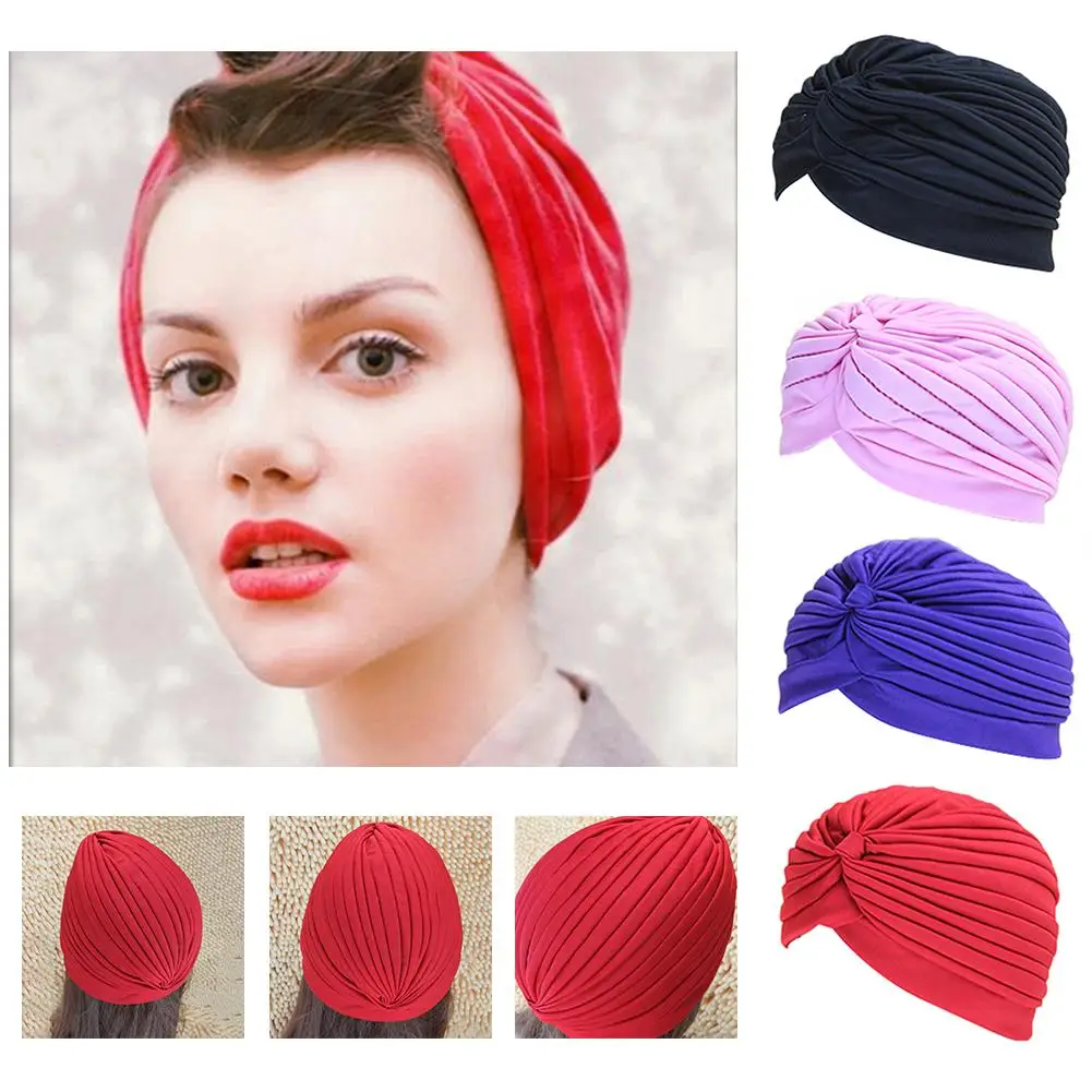 Swimming Cap Elastic Nylon Turban Pool Bathing Hats For Outdoor Sports Yoga Elastic Polyeste Indian Turban Head Scarf