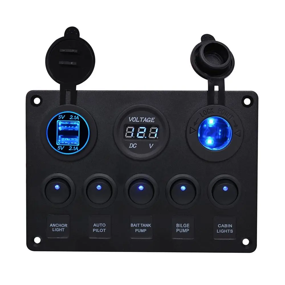 Cs-666A1-3 круглый светильник+ сигаретный светильник er Seat+ двойной Usb+ Вольтметр комбинированная панель для автомобиля лодки Rv грузовик Camper