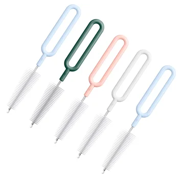 

5PCS Durable Nipple Brushes Nursing Accessories Cleaning Brushes Set Feeding Bottle Brushes for Baby Home (Random Color)