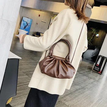 

Casual Solid Color Cloud Shaped Top-handle Bags Female Fashion PU Leather Crossbody Simple Small Shoulder Handbags