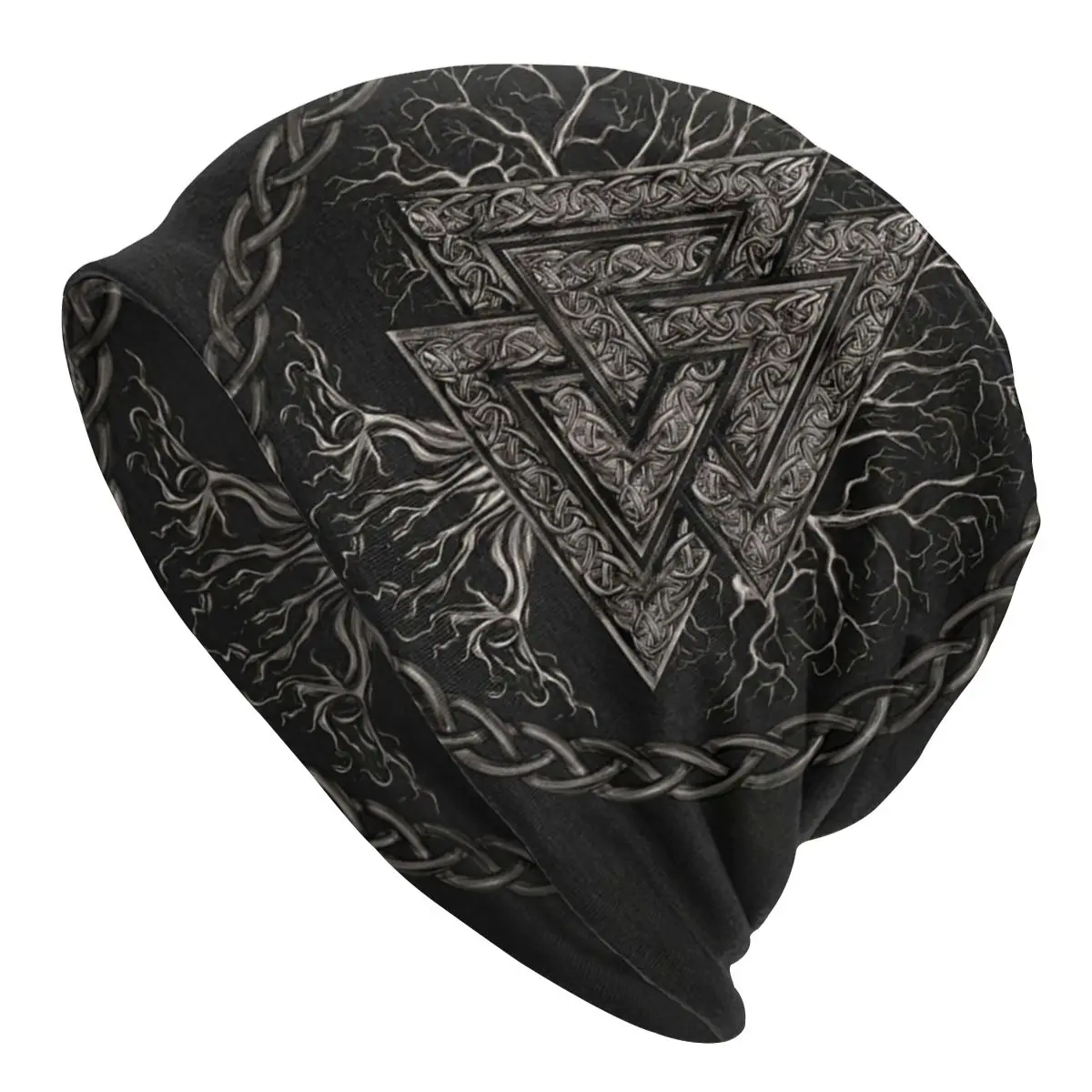 

Valknut And Tree Of Life Yggrdrasil Beanies Pullover Cap Comfortable , Adult Men's Woman Knit Hat