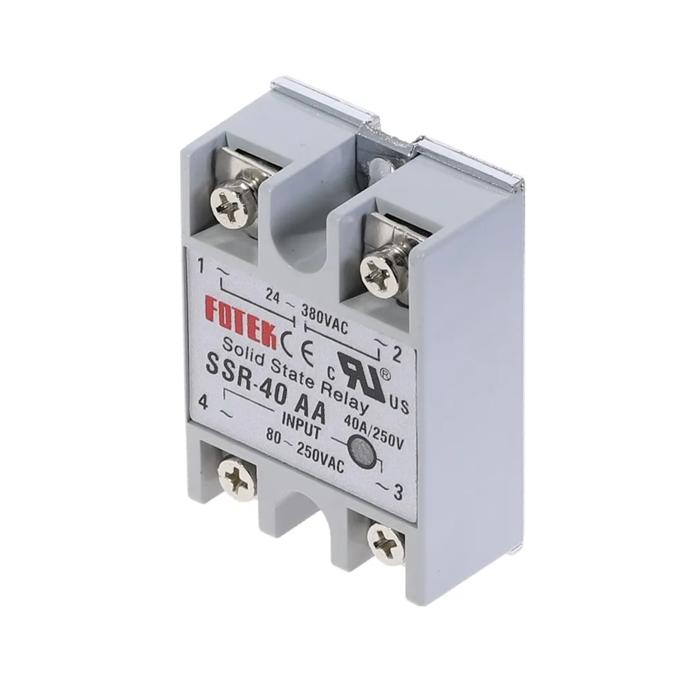 

1pcs SSR-40AA 40A Solid State Relay Module 80-250V AC Input 24-380VAC