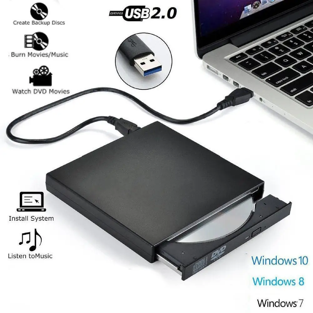 Зарядное устройство, внешний USB DVD проигрыватель компакт-дисков RW горелки комбо привод ридер для Windows 98/8/10 портативных ПК