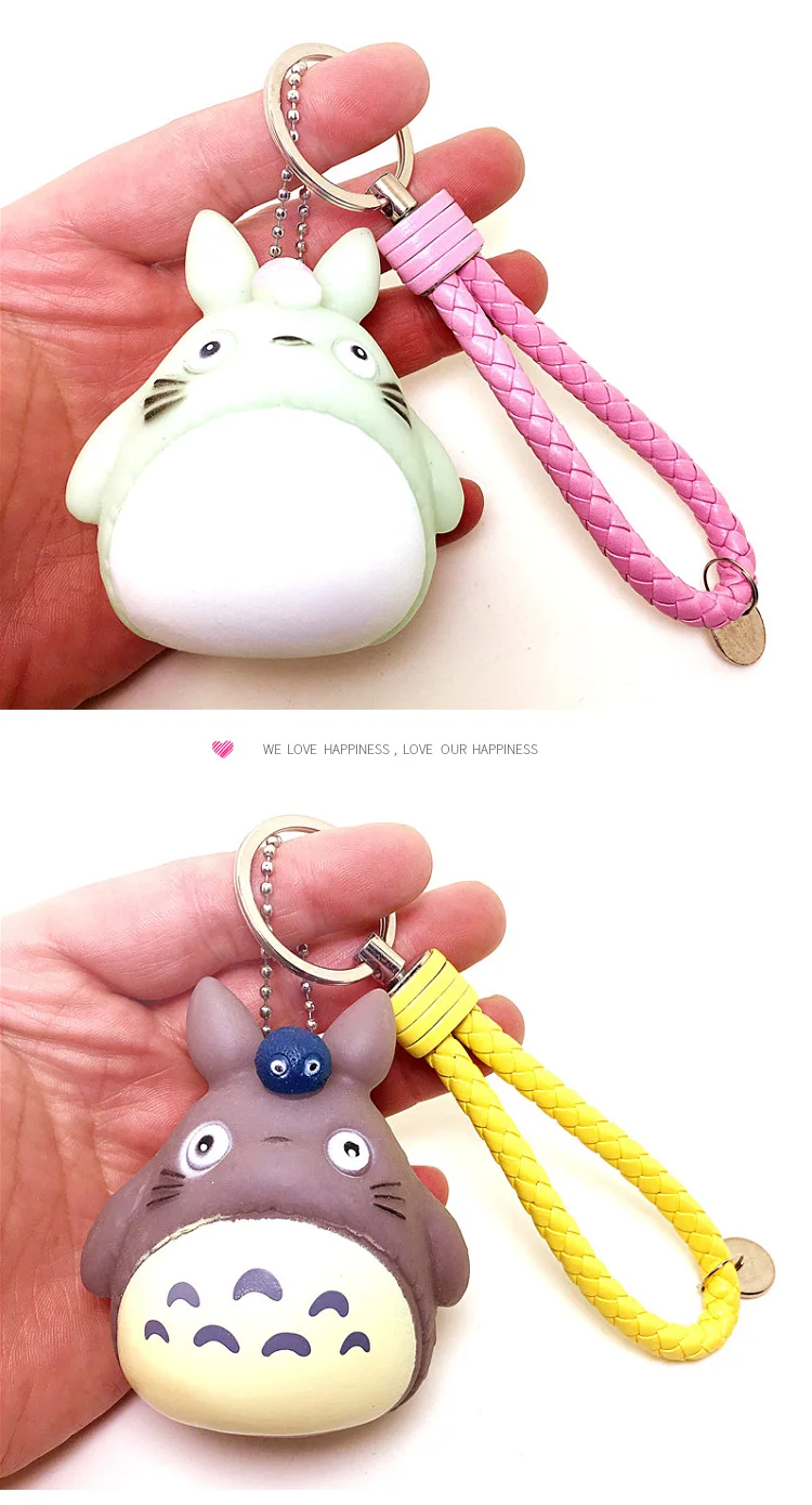 Рисунки из мультфильма ПВХ кукла брелок Тоторо оригинальная сумочка украшения для мобильного телефона колокол кожаный канат маленькие подарки кулон оптом