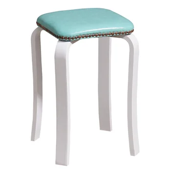 

Solid wood round stool home adult dining chair Nordic soft bag fabric simple modern high bench