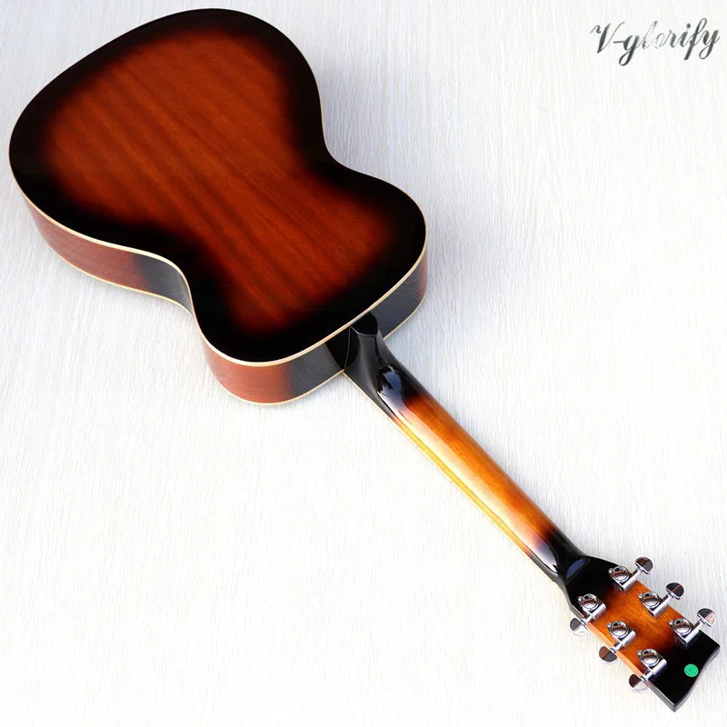 Sunburst цветная одноцветная верхняя часть из красного дерева электрическая эхо Акустическая гитара 41 дюймов высокий Глянец полный размер народная гитара 6 струн эхо гитара