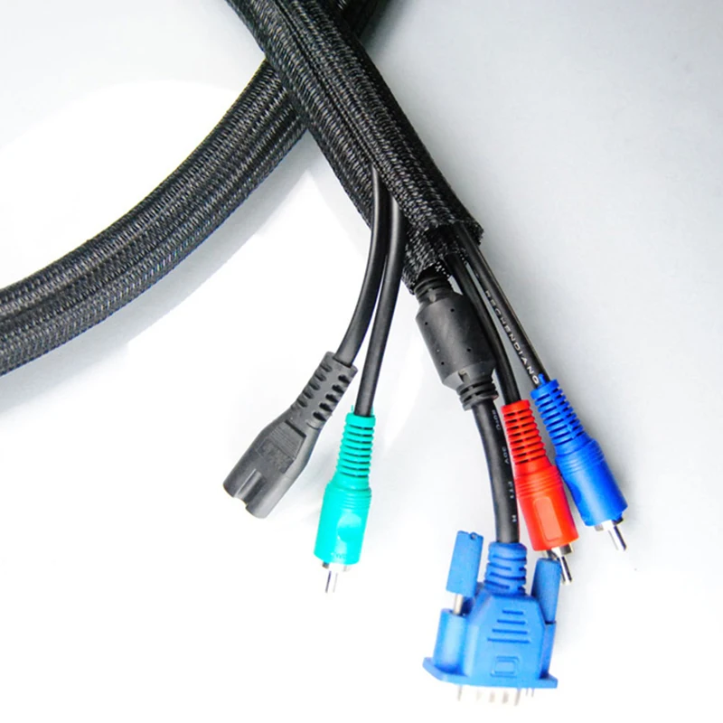 1/4" ID:6mm Braided Sleeving Cable Wrap Split Loom SPLIT BRAIDED sleeving Self-closing braided cable wrap