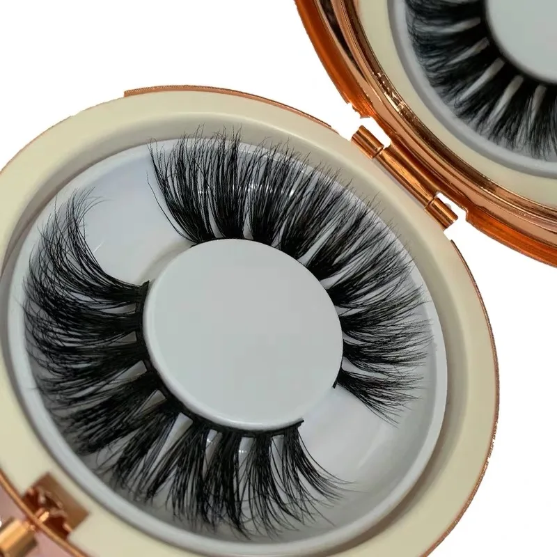 Real mink eyelashes, 3D eyelashes, multiple curled eyelashes, gold-plated box(with makeup mirror