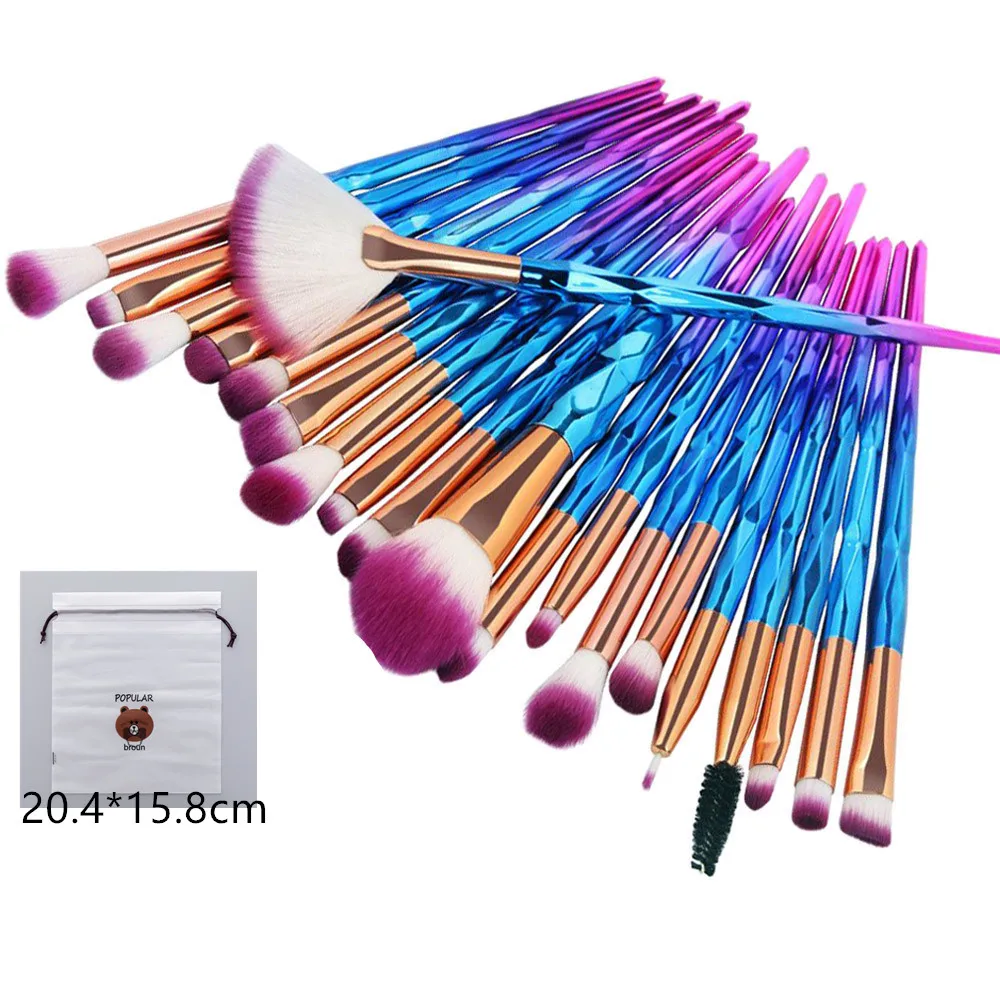 

20Pcs Diamond Makeup Brushes Set Powder Foundation Blush Blending Eye shadow Lip Cosmetic Beauty Make Up Brush pincel maquiagem