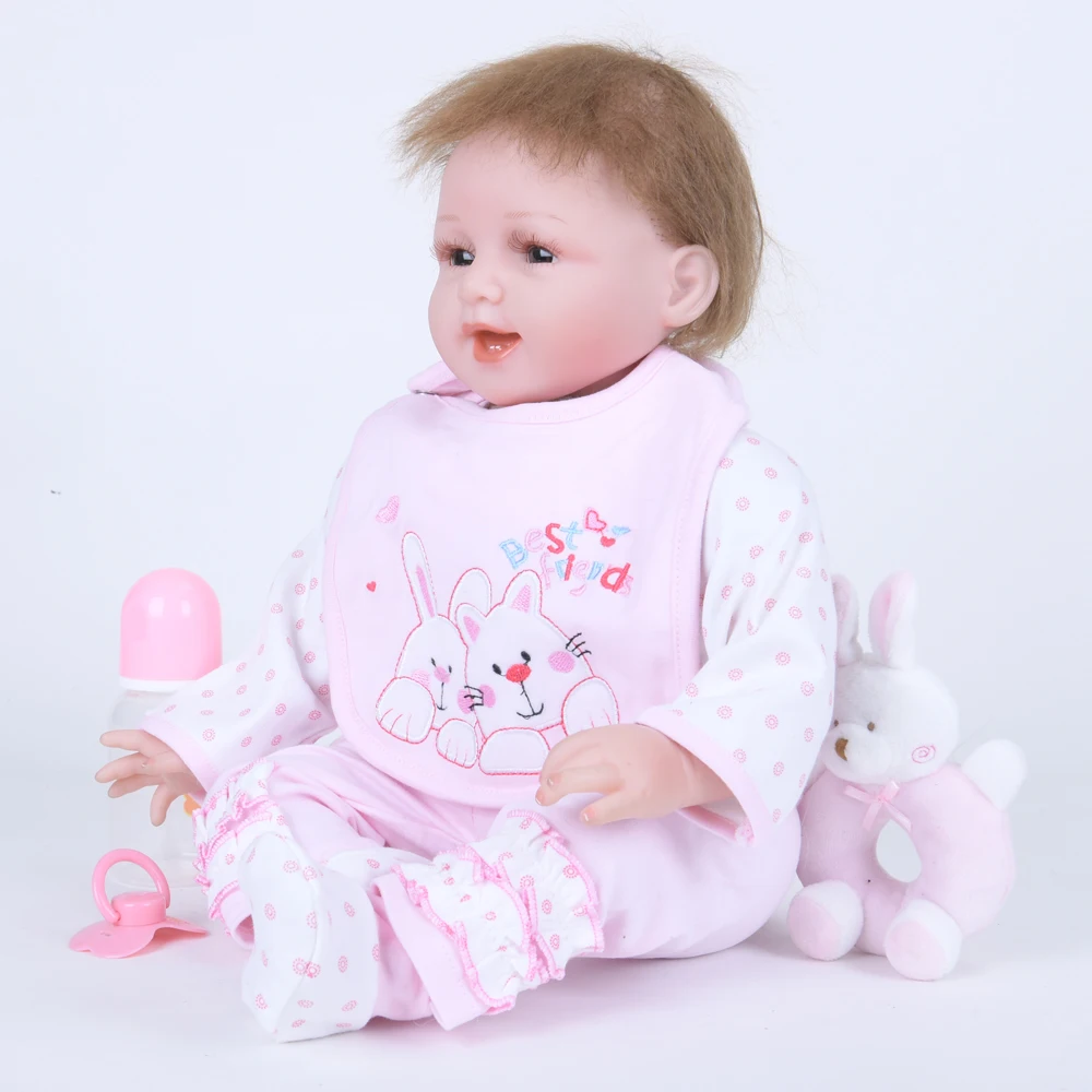 55 см Реалистичная мода улыбка Bebe Кукла Реалистичная новорожденная кукла ткань тело игрушка для детского дня ребенка рождественские день рождения подарки