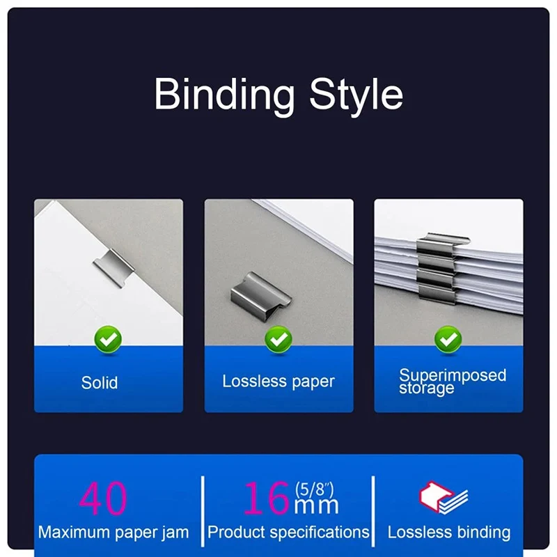 Clip Push Stapler Fixed Clips Stapler Binding Clip Reusable Portable Push Clamp Paper For Document Paper School Office Supplies