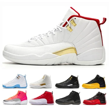 

Men Basketball Shoes Retro 12 Playoff Gym Red White Black Flu Game Royal Ball Hot Gold Sports Sneaker Trainers Size 7-12