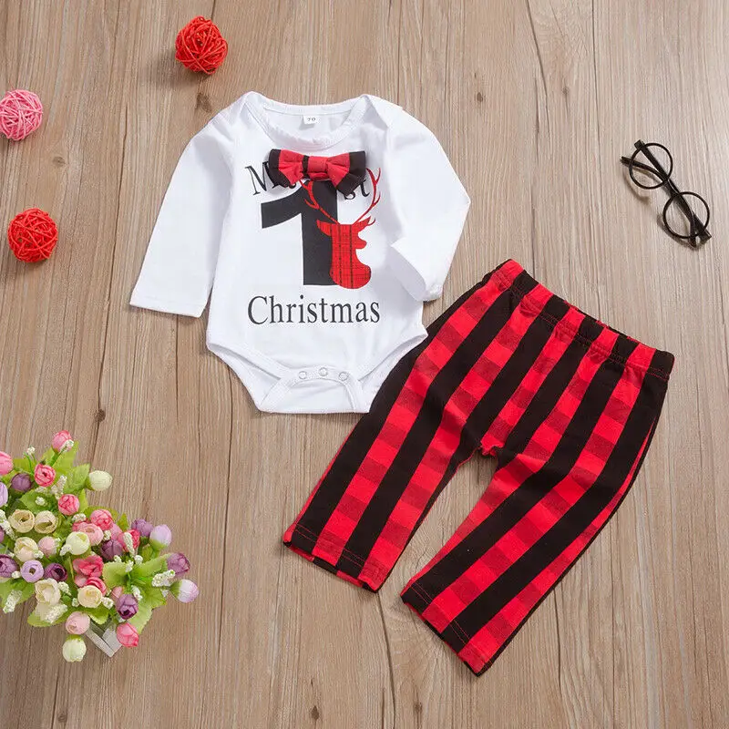 

Autumn Christmas Toddler Baby Boy Girl Kid Bodysuit Pants Outfits Clothes 2PCS
