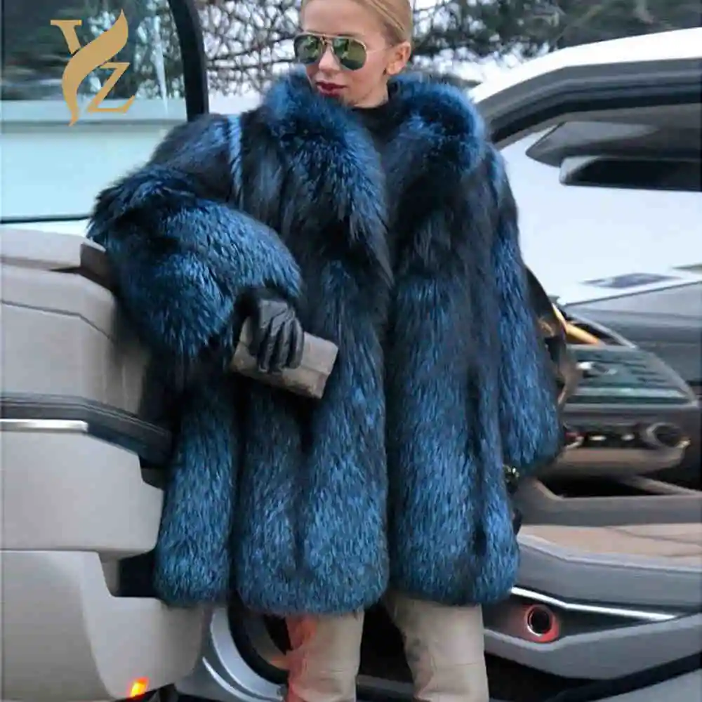 

YZ.FURTURE Real Fox Fur Coat Winter Fur Jacket Outerwear Real Jacket Natural Fox Fur Coats for Women Thicken Warm Women Fur Coat