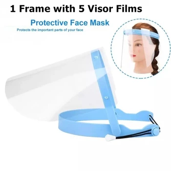 

5pcs Protective Face Shield 1 Frame 5Pcs Detachable Face Shield Anti-Fog Dustproof Replacement Covers PPE