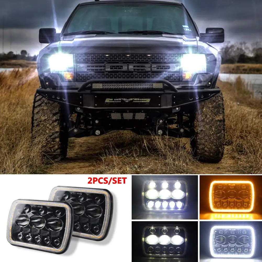 Для Jeep Wrangler 500 Вт 30000LM 7 дюймов светодиодный фары 5X7/7X6 светодиодный луч фары светодиодный налобный фонарь(три глаза восемь бусин) с halo