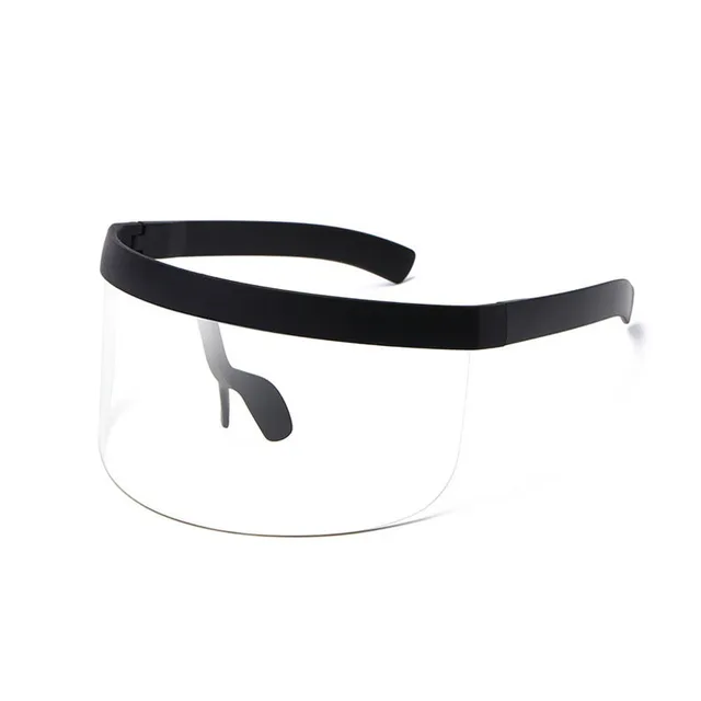 SO&EI Oversized Anti-Peeping One Piece Rimless Sunglasses Men Fashion Outdoor Sports Windproof Goggles Women UV Mask Sun Glasses Black clear