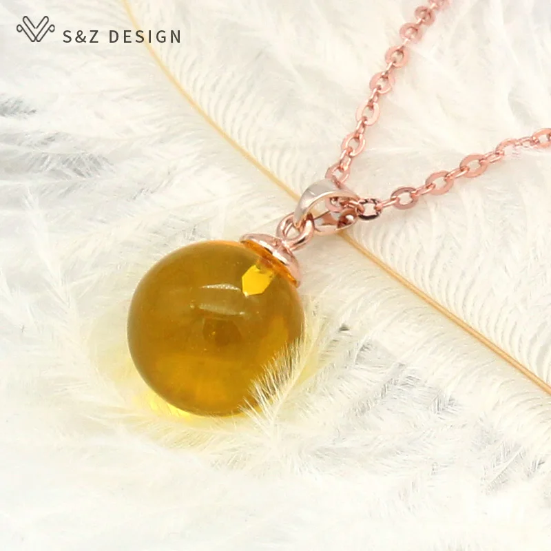 S&Z DESIGN Fashion 585 Rose Gold Color Round Flower Beads Pendant Necklace For Women Temperament Elegant Wedding Fine Jewelry