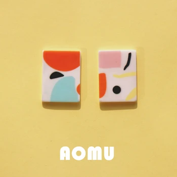 

AOMU 2020 New Creative Graffiti Geometric Square Colorful Spray Paint Earrings for Women Party Wedding Jewelry Gifts