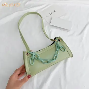 

Women Casual Shoulder Messenger Bags PU Leather Pure Color Chain Tote Purses Youth Ladies Simple Versatile Bag