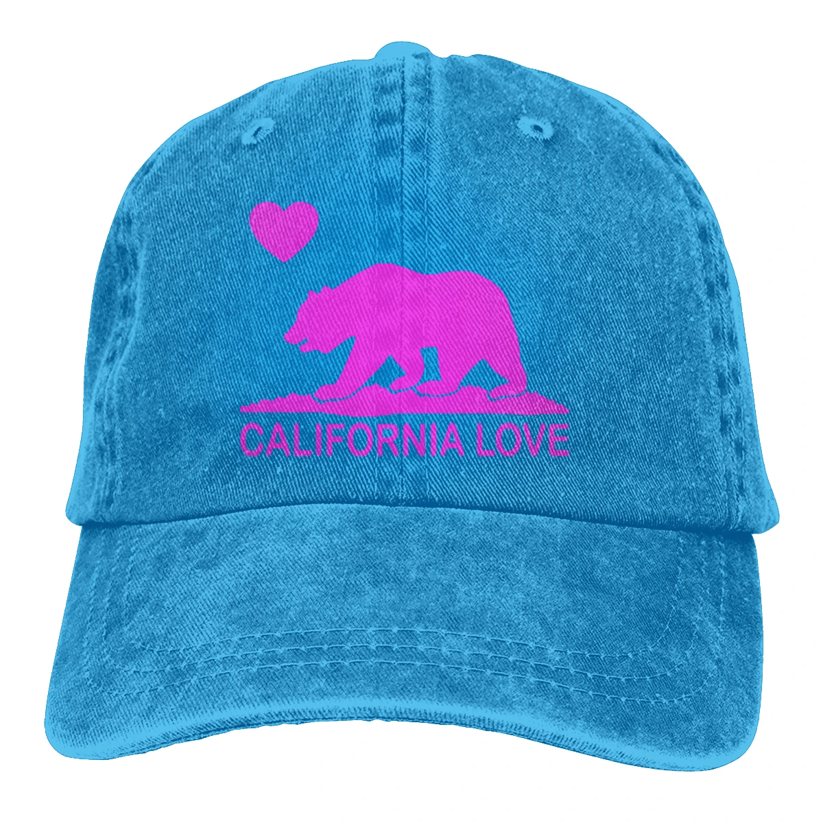 California Love Bear Casquette Black Unisex Mens Womens Denim Strapback Baseball Cap Adjustable Golf Dad hat