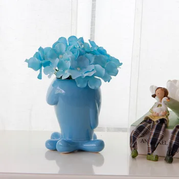 

Mediterranean Blue Squid Vases Ceramic Flower Basket Tabletop Plants Home Decor Bonsai Decor Flower Arrangement Container M4018