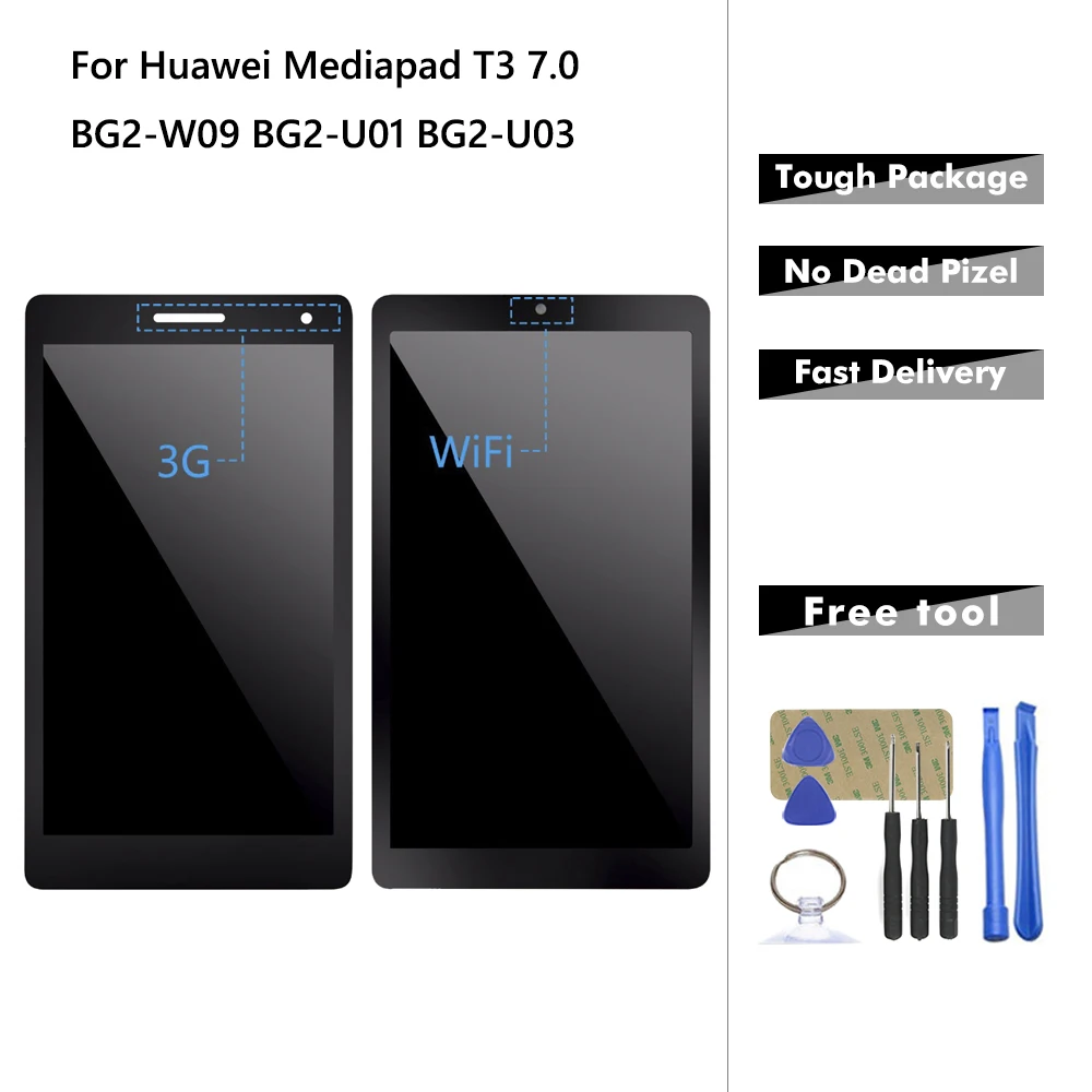 ЖК-дисплей для huawei-Mediapad T3 7,0 ''ЖК-дисплей BG2-W09 BG2-U01 ЖК-дисплей BG2-U03 ЖК-дисплей Дисплей кодирующий преобразователь сенсорного экрана в сборе, Wi-Fi, 3g версия