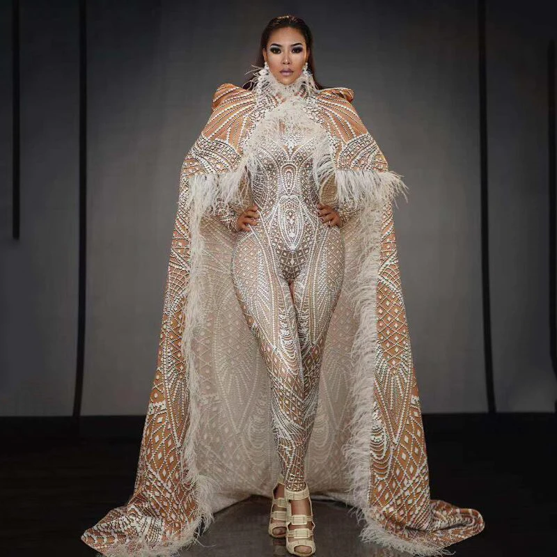 Большой плащ-комбинезон, наряд для ночного клуба, костюмы для празднования дня рождения, боди GOGO, Одежда для танцев, сексуальная одежда для бара, выпускного, певицы, одежда для сцены